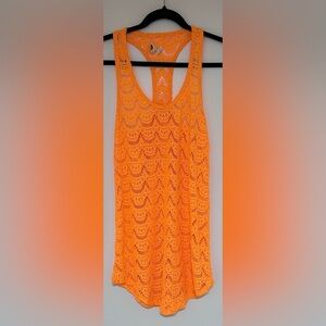 Roxy Orange Crochet Bathing Suit Beach CoverUp Dress Size Small